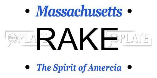 RAKE Massachusetts License Plate