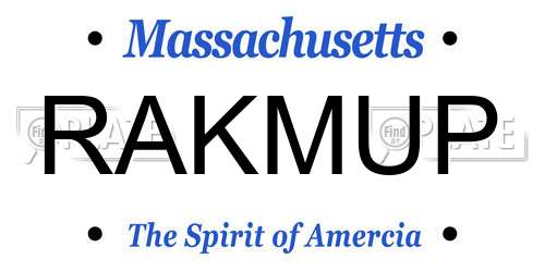 RAKMUP Massachusetts License Plate