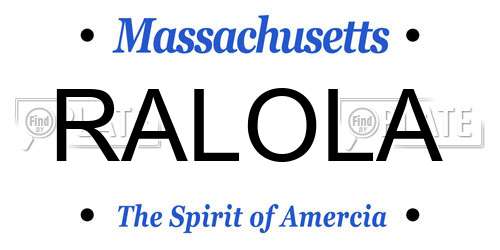RALOLA Massachusetts License Plate