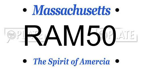 RAM50 Massachusetts License Plate