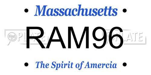 RAM96 Massachusetts License Plate
