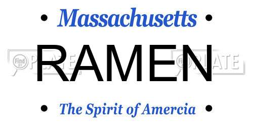 RAMEN Massachusetts License Plate