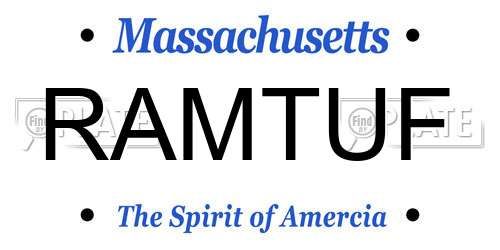 RAMTUF Massachusetts License Plate