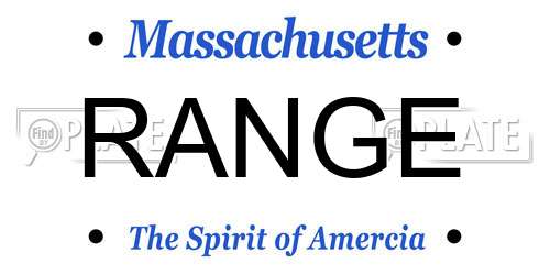 RANGE Massachusetts License Plate
