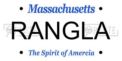 RANGLA Massachusetts License Plate