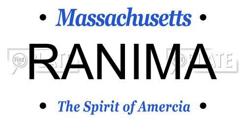 RANIMA Massachusetts License Plate