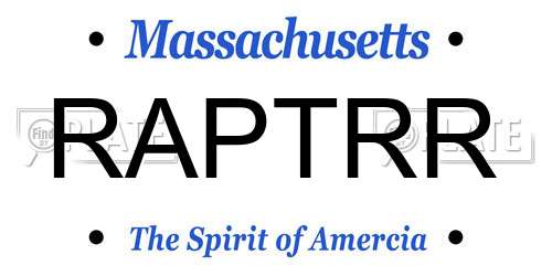 RAPTRR Massachusetts License Plate