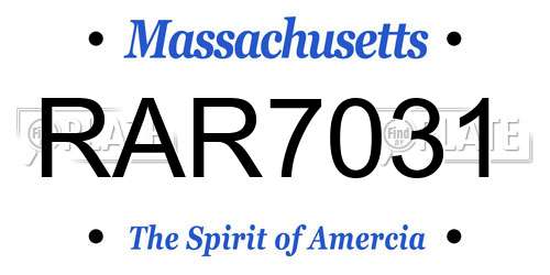RAR7031 Massachusetts License Plate