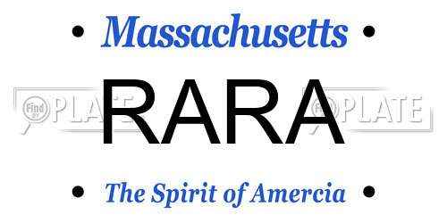 RARA Massachusetts License Plate