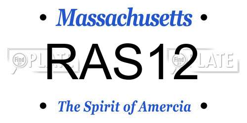 RAS12 Massachusetts License Plate