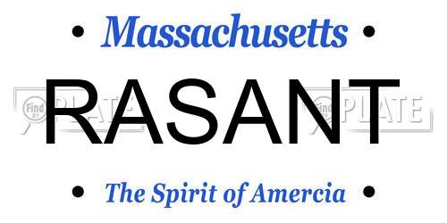 RASANT Massachusetts License Plate