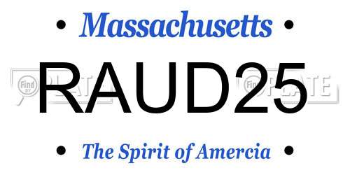 RAUD25 Massachusetts License Plate