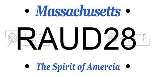 RAUD28 Massachusetts License Plate