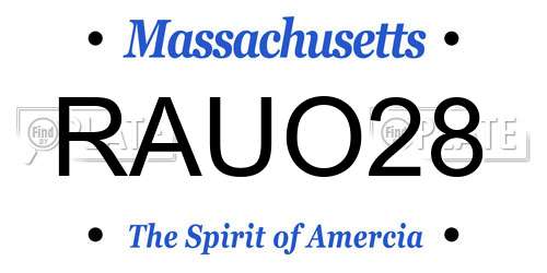 RAUO28 Massachusetts License Plate