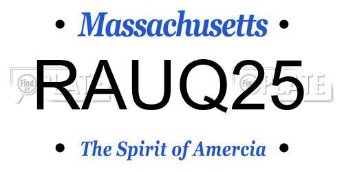 RAUQ25 Massachusetts License Plate