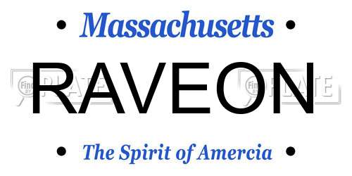 RAVEON Massachusetts License Plate