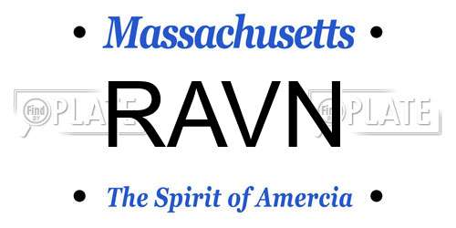 RAVN Massachusetts License Plate