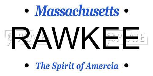 RAWKEE Massachusetts License Plate