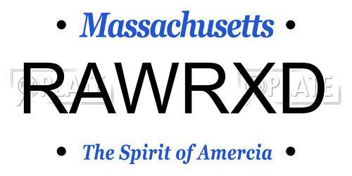 RAWRXD Massachusetts License Plate