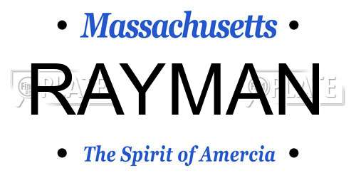 RAYMAN Massachusetts License Plate