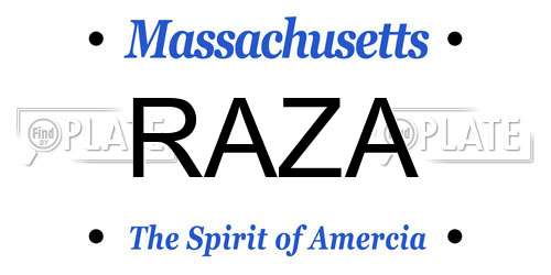 RAZA Massachusetts License Plate