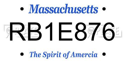 RB1E876 Massachusetts License Plate