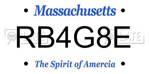 RB4G8E Massachusetts License Plate