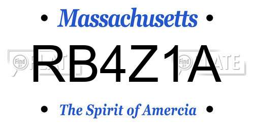 RB4Z1A Massachusetts License Plate
