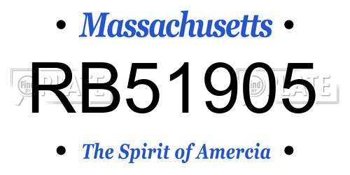 RB51905 Massachusetts License Plate