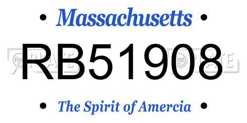 RB51908 Massachusetts License Plate