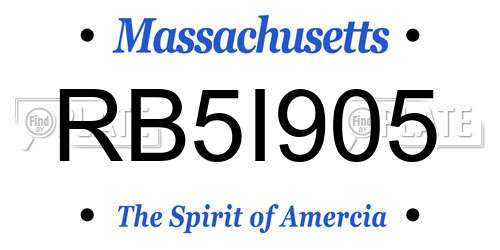 RB5I905 Massachusetts License Plate