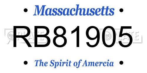 RB81905 Massachusetts License Plate
