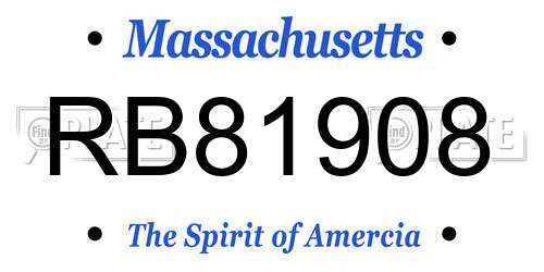RB81908 Massachusetts License Plate