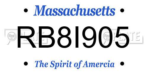 RB8I905 Massachusetts License Plate