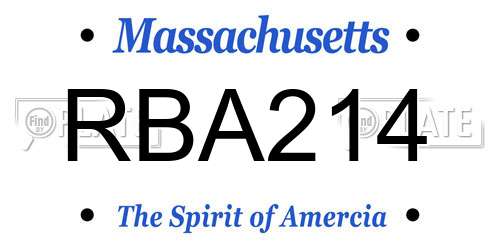 RBA214 Massachusetts License Plate