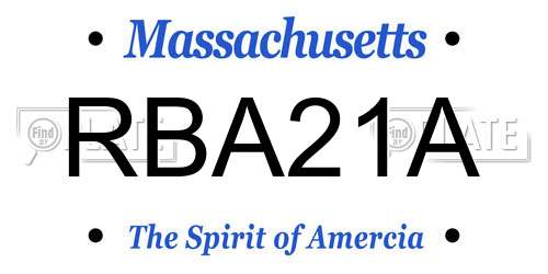 RBA21A Massachusetts License Plate
