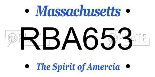 RBA653 Massachusetts License Plate