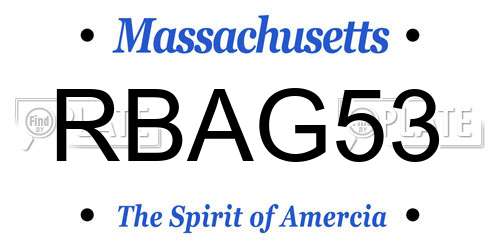 RBAG53 Massachusetts License Plate