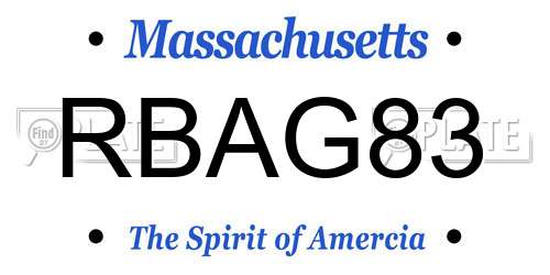RBAG83 Massachusetts License Plate