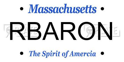 RBARON Massachusetts License Plate