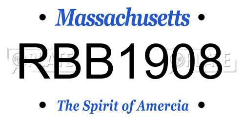 RBB1908 Massachusetts License Plate