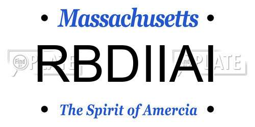 RBDIIAI Massachusetts License Plate