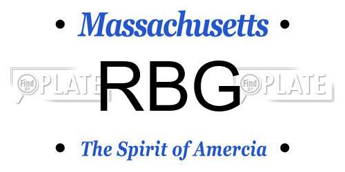 RBG Massachusetts License Plate
