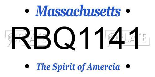 RBQ1141 Massachusetts License Plate