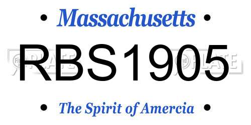 RBS1905 Massachusetts License Plate