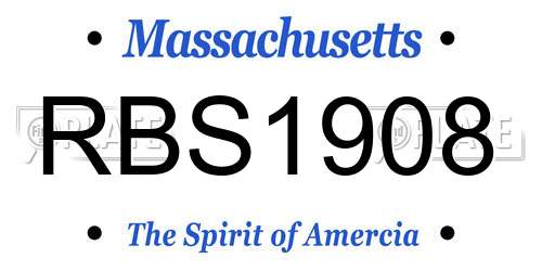 RBS1908 Massachusetts License Plate