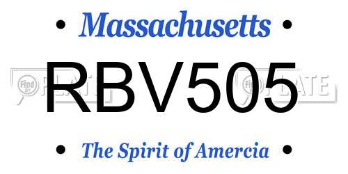 RBV505 Massachusetts License Plate