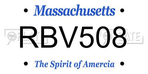 RBV508 Massachusetts License Plate