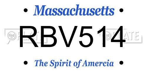 RBV514 Massachusetts License Plate