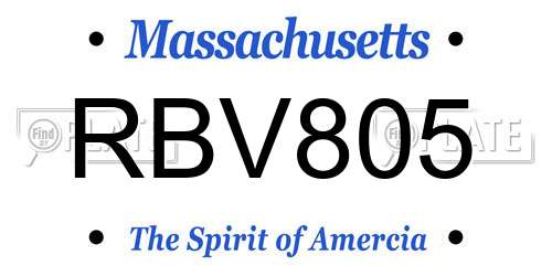 RBV805 Massachusetts License Plate